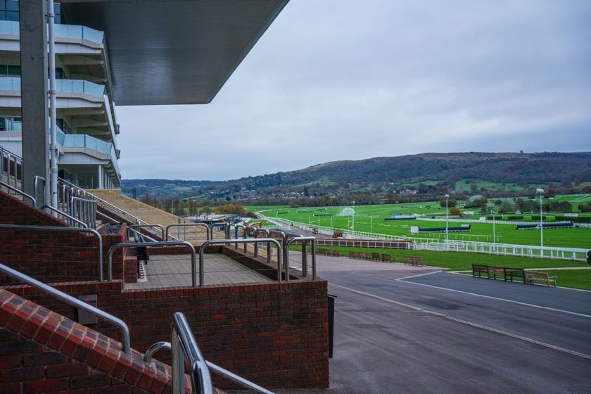 Cheltenham Racecourse stands with view of the racecourse